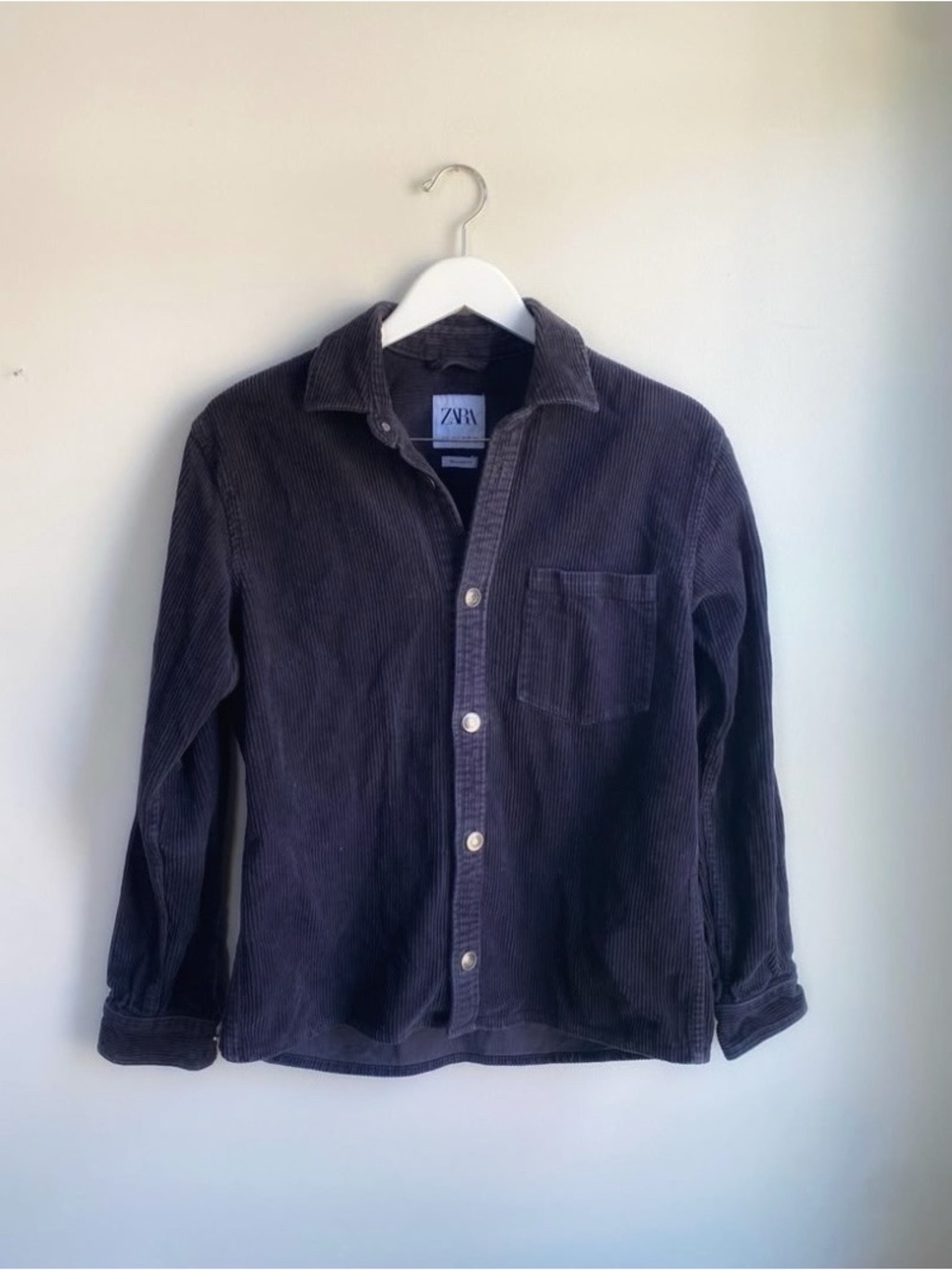 Zara Black Classic Capsule Corduroy Button-Up Shirt Jacket